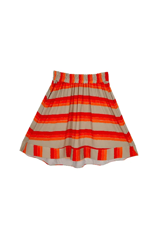 SAMPLE - Poolside Mini Skirt  - Tangerine & Sand Stripe