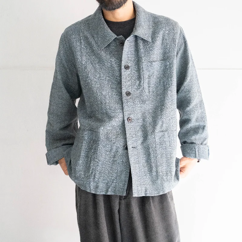 'KIMONO REMAKE' French work jacket type 'silver blue weave'