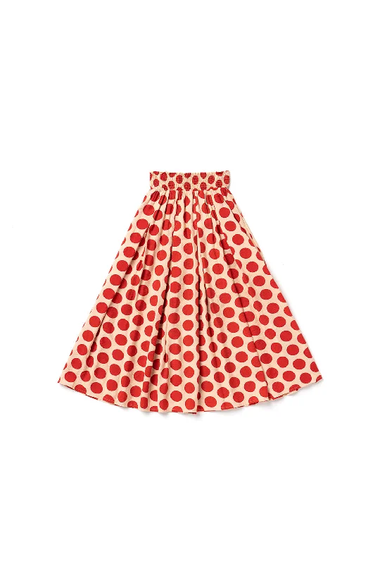 Smocked Waist MIDI Skirt - Big Dot