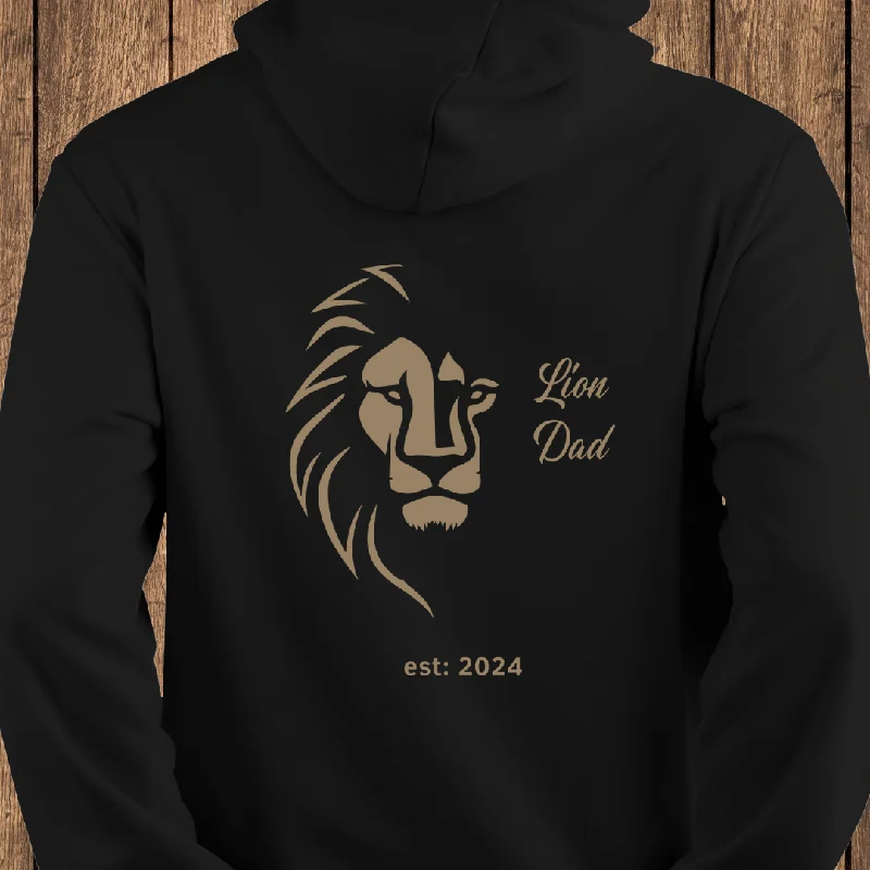 Lion DAD Backprint Hoodie, Datum personalisierbar - Premium Unisex Hoodie