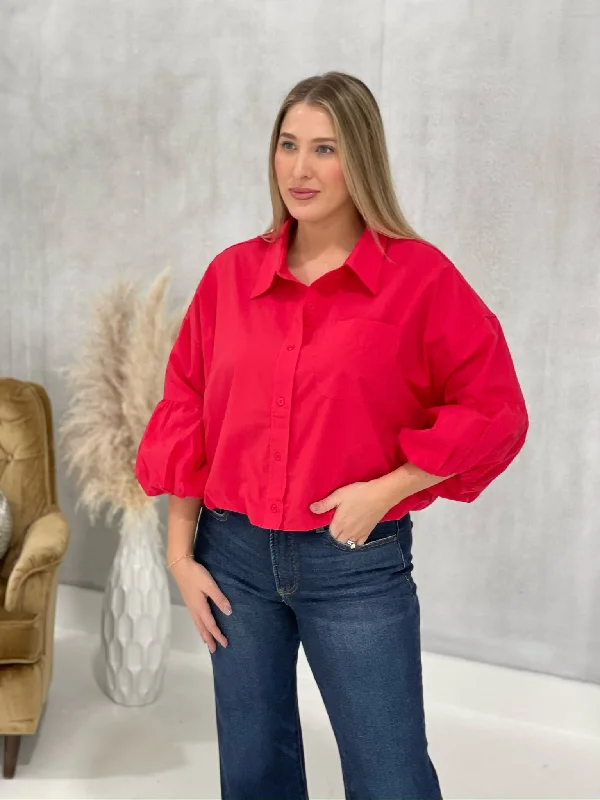 In My Zone Blouse - Berry Red