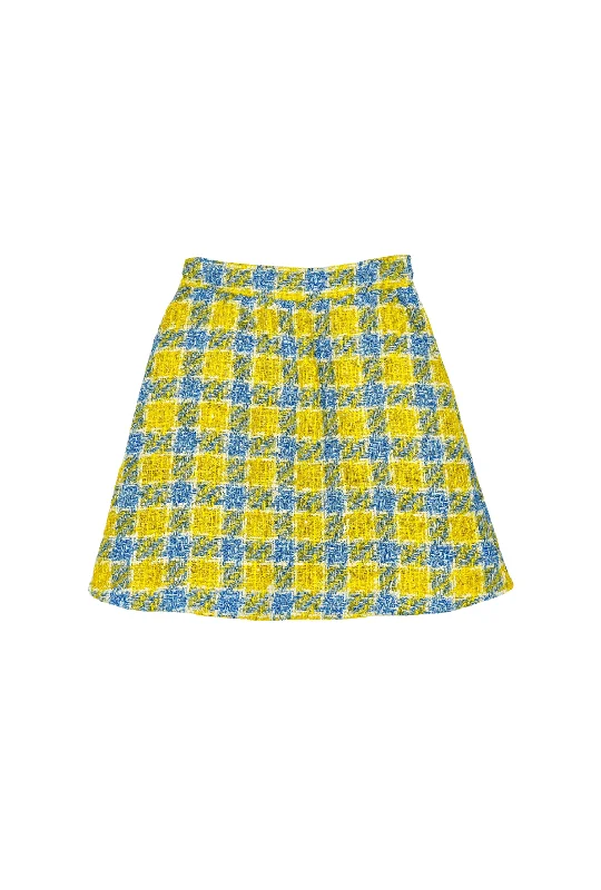 Flat Front MINI Skirt - Plaid Twinkle Tweed