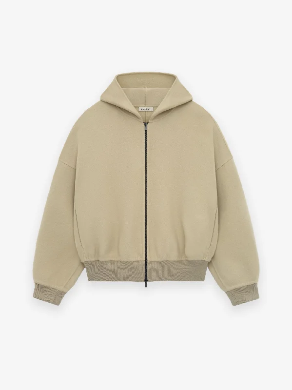 Double Wool Cashmere Hooded Bomber