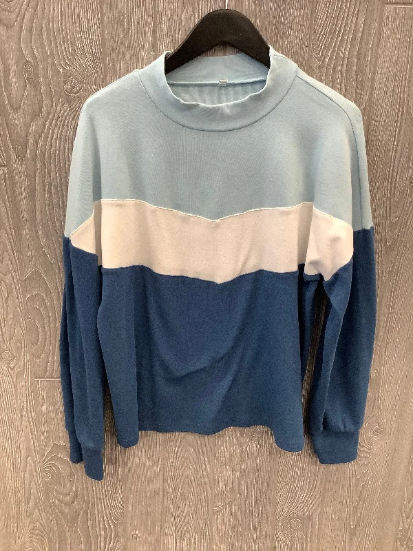 Sweatshirt Crewneck By Clothes Mentor In Blue & White, Size: L