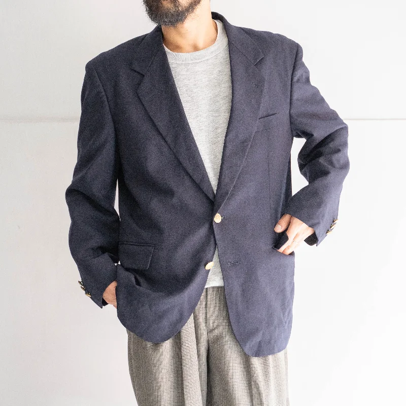 1990s Japan vintage navy color wool tailored jacket