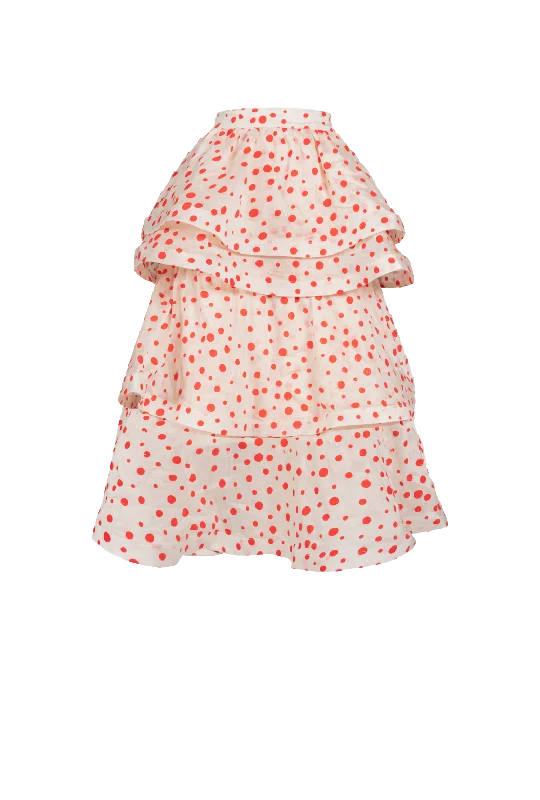 MIDI Teagan Tiered Skirt - Flocking Dot