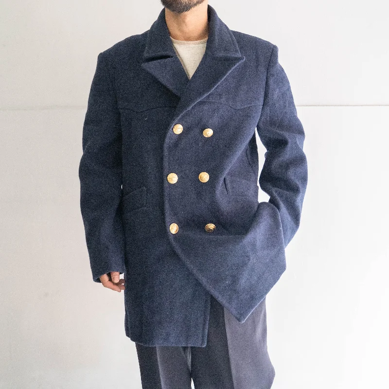 1960-70s italian military navy wool p coat -dark navy- 'dead stock'