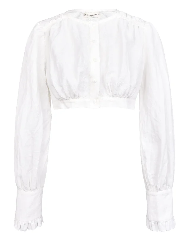 Linen Gather Blouse - White