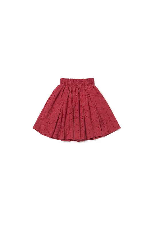 SAMPLE - Smocked MINI Skirt - Crimson Eyelet