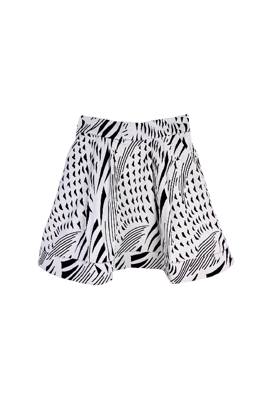 Flat Front Everyday MINI Skirt  - Abstract White