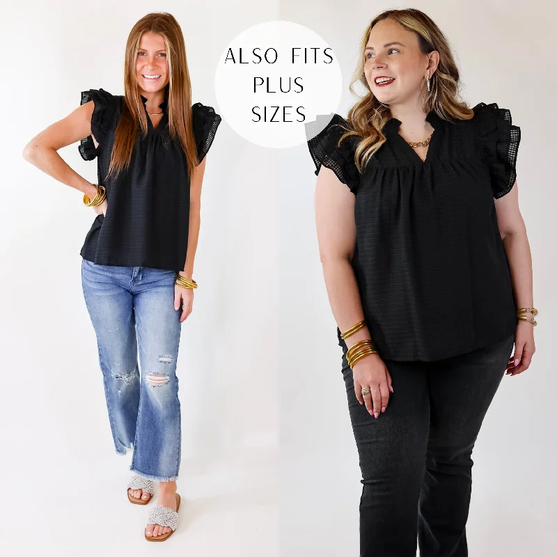 Perfectly Fabulous Ruffle Cap Sleeve Top in Black