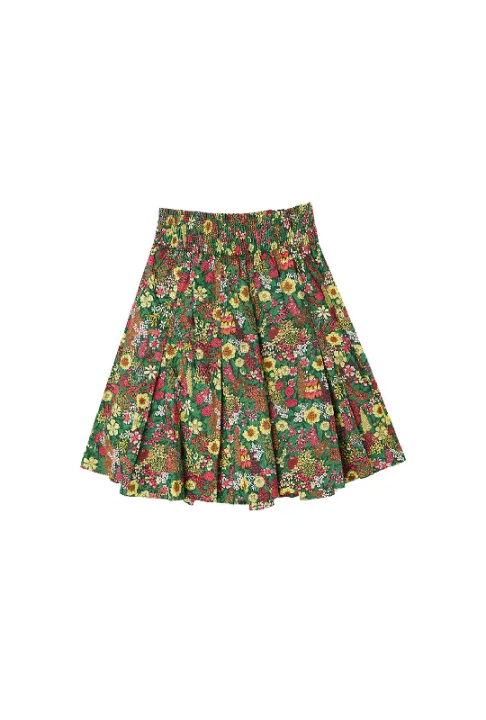 SAMPLE - Smocked Waist MINI Skirt - Green Floral