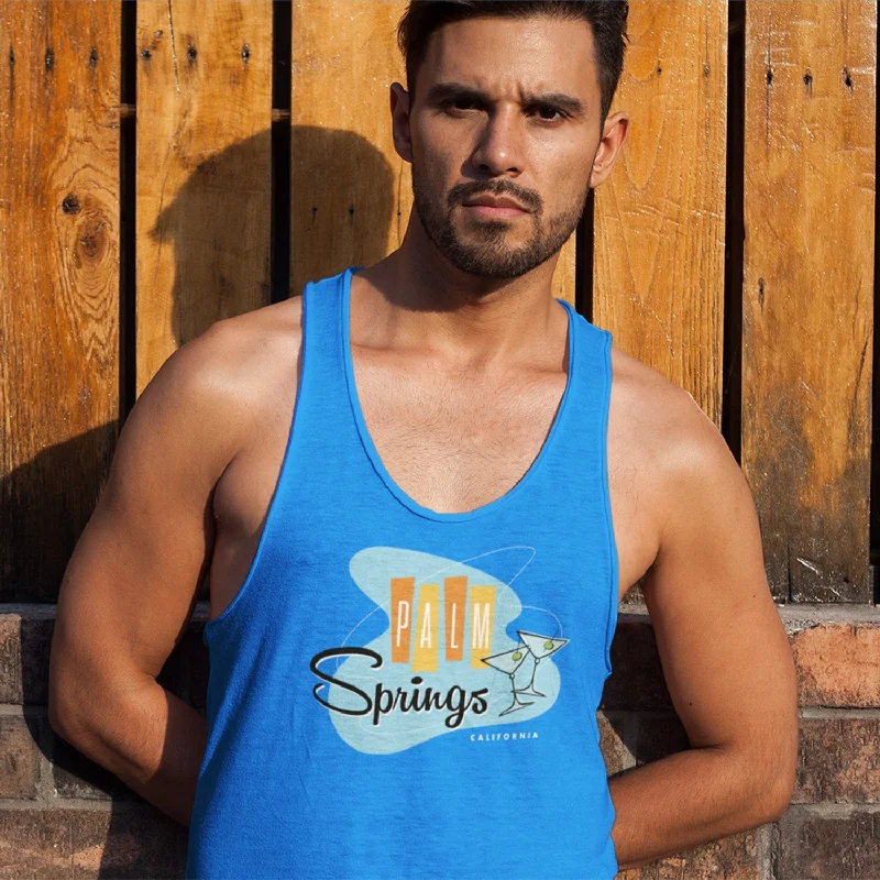 Palm Springs Retro Martini Unisex Tank Top - Neon Blue