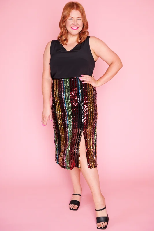 Presley Stripe Sequins Skirt