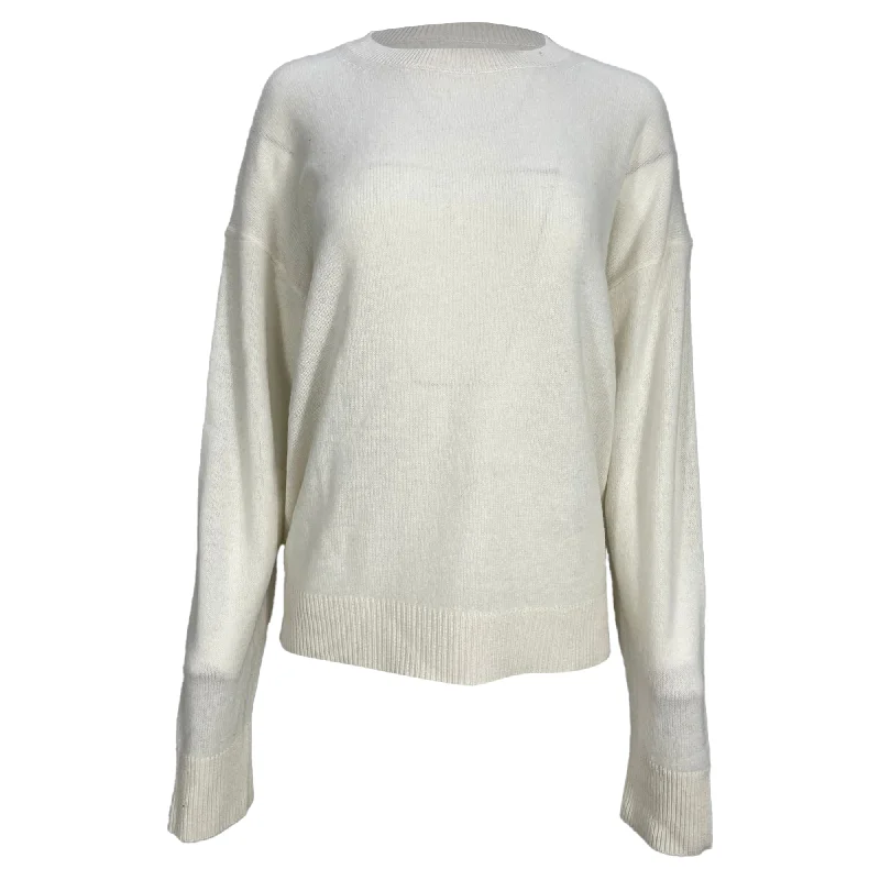 Theory Crewneck Sweater in Ivory Cashmere