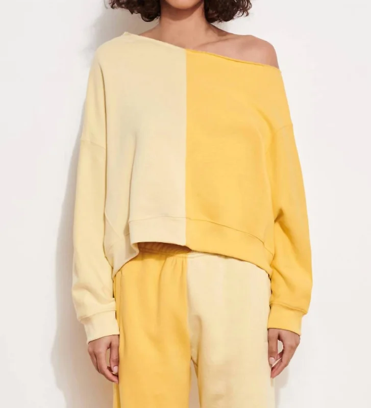 Color Block One Shoulder Top In Chamomille/buttercup