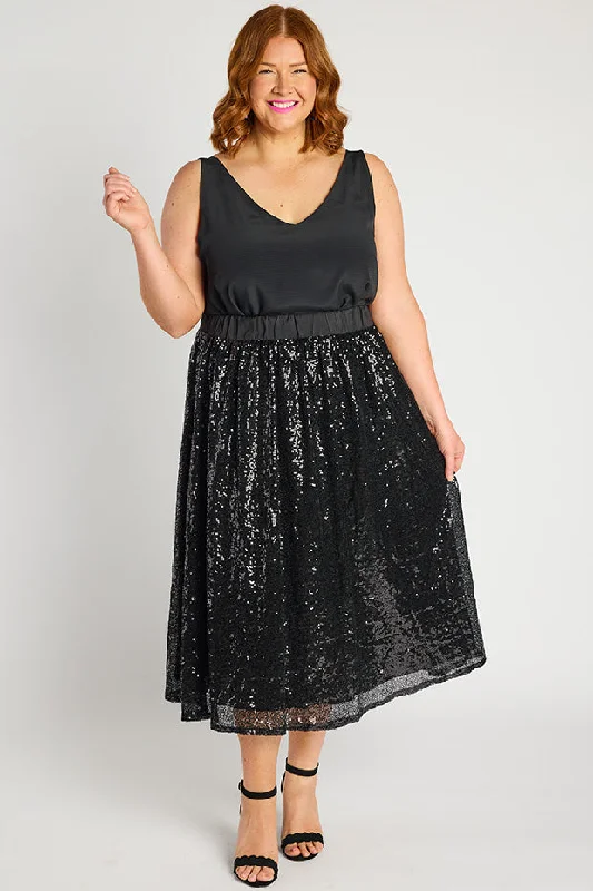 Eras Black Sequin Skirt