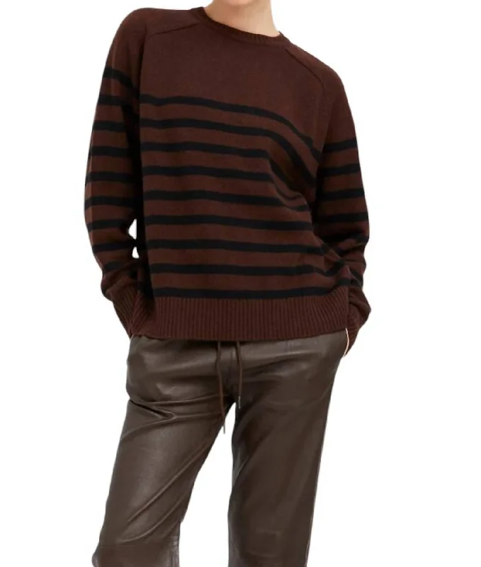 Classic Crewneck Sweater In Americano Striped