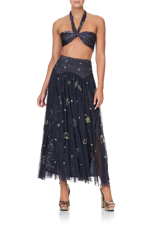 DOUBLE LAYER MAXI SKIRT WITH SHAPED YOKE ITS A SIGN