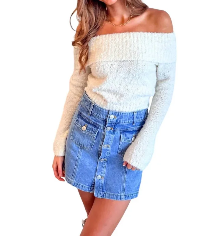 Bliss Off Shoulder Sweater In White