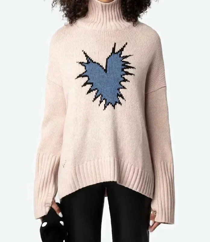 Alma We Heart Spike Sweater In Sweet