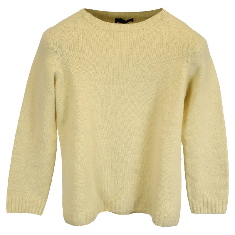 The Row Knitted 3/4 Sleeve Sweater in Yellow Cashmere