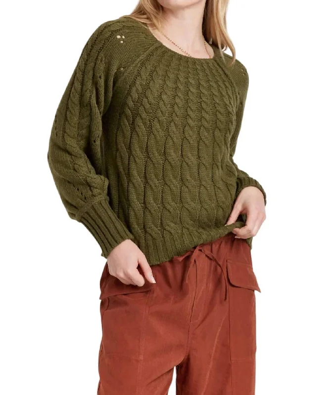 Paulette Cable Knit Sweater In Vineyard