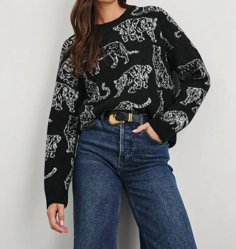 Perci Cat Sweater In Charcoal Cats