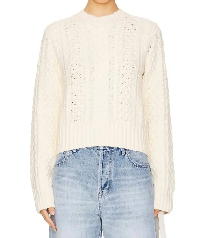 Quinn Shrunken Sweater In Ivory