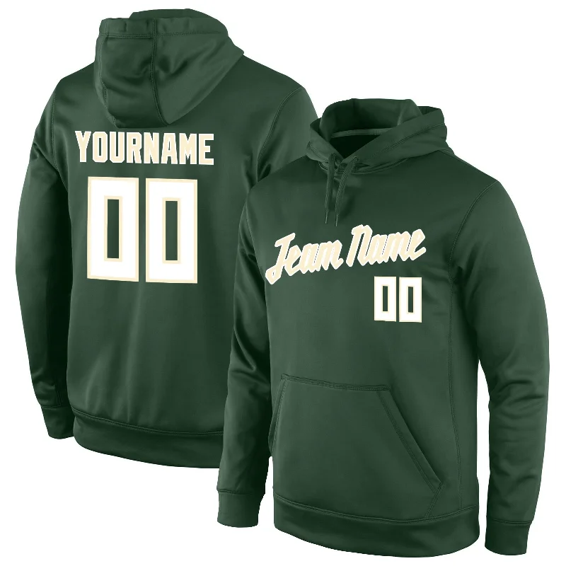 Custom Stitched Green White-Cream Sports Pullover Sweatshirt Hoodie