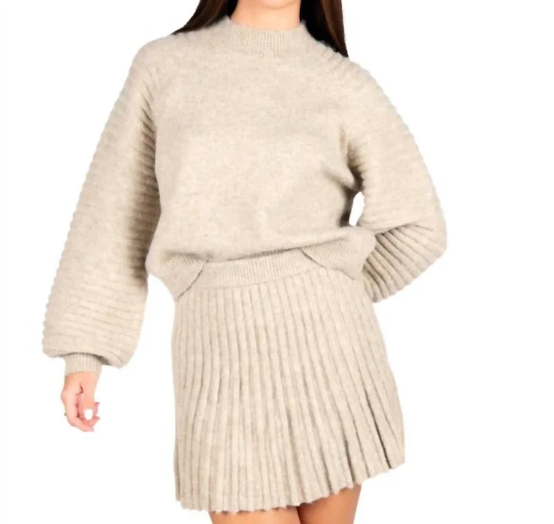 Kat Sweater Top In Heathered Oat