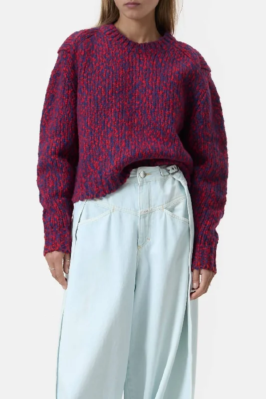 Wool Blend Sweater In Chile Pepper Red And Blue