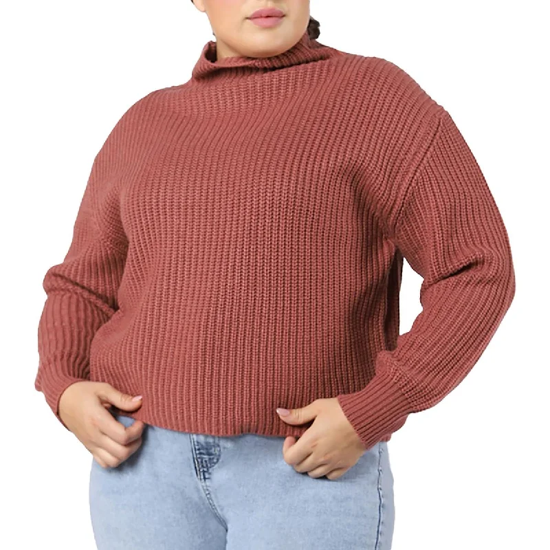 Plus Womens Knit Mock Neck Pullover Sweater