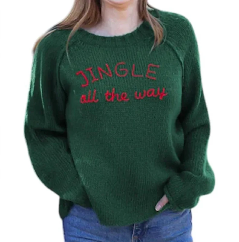 Jingle Raglan Sweater In Kale Green