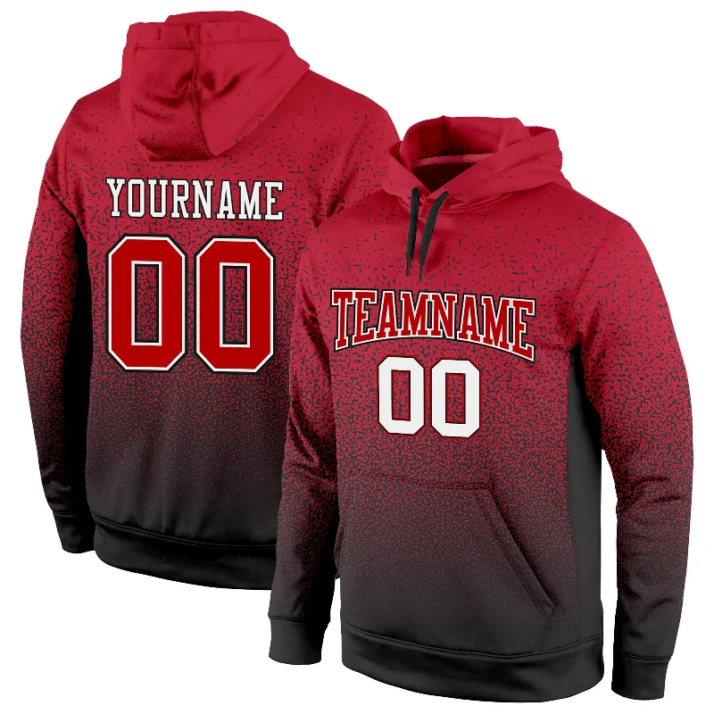 Custom Stitched Black Red-White Fade Fashion Sports Pullover Sweatshirt Hoodie