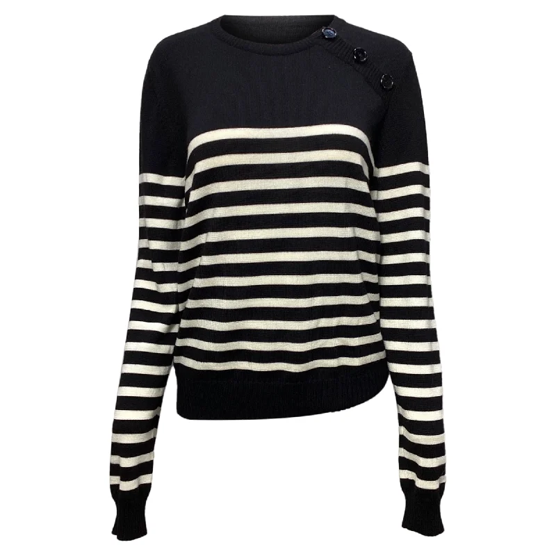 Saint Laurent Striped Sailor Sweater in Black and Ivory Wool