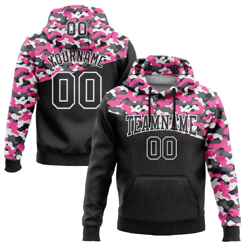 Custom Stitched Camo Black Pink-Steel Gray 3D Sports Pullover Sweatshirt Salute To Service Hoodie