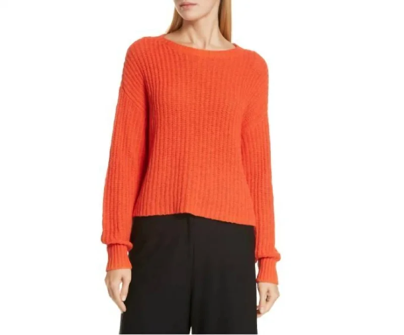 Organic Cotton Rib Knit Oversized Shaker Sweater In Orange