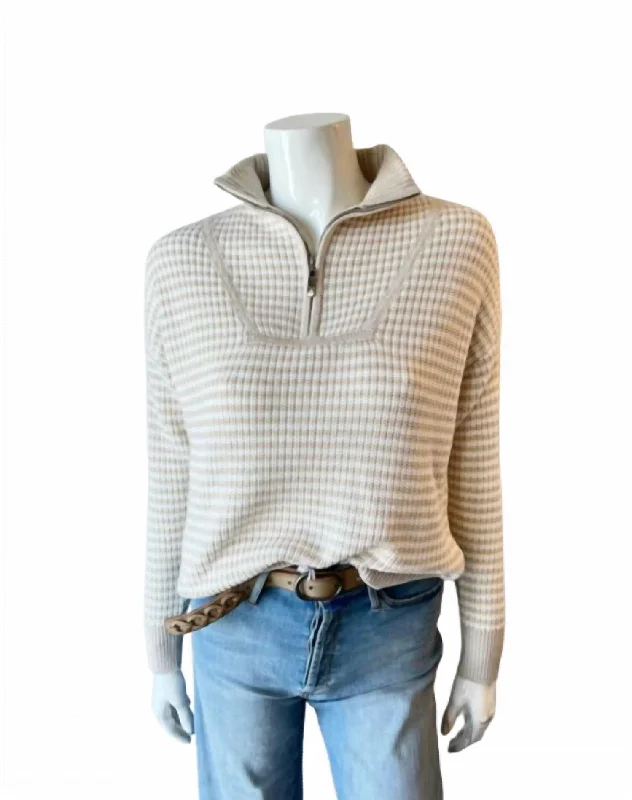 Women’S Quarter Zip Sweater In Oatmeal