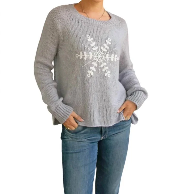 Clara Embroidered Sweater In Sterling/pure Snow