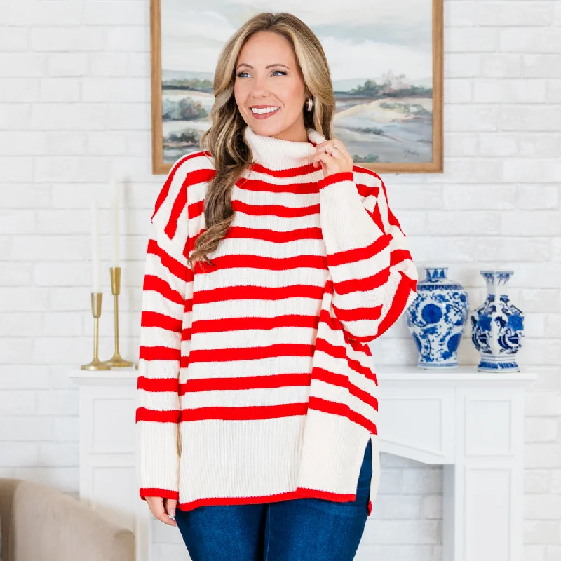 Striped Moments Sweater, Red