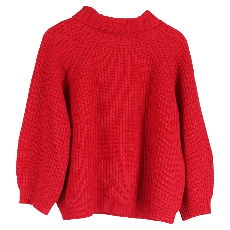 Max Mara Weekend Knitted Mockneck Sweater in Red Wool