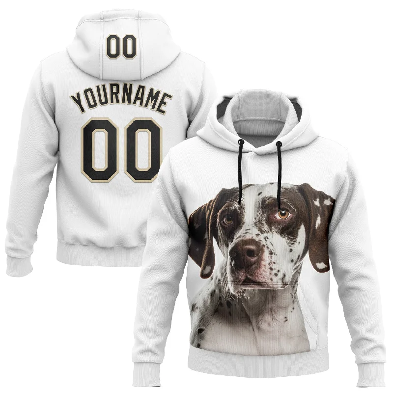 Custom Stitched White Black-Cream 3D Pattern Design English Pointer Dog Sports Pullover Sweatshirt Hoodie