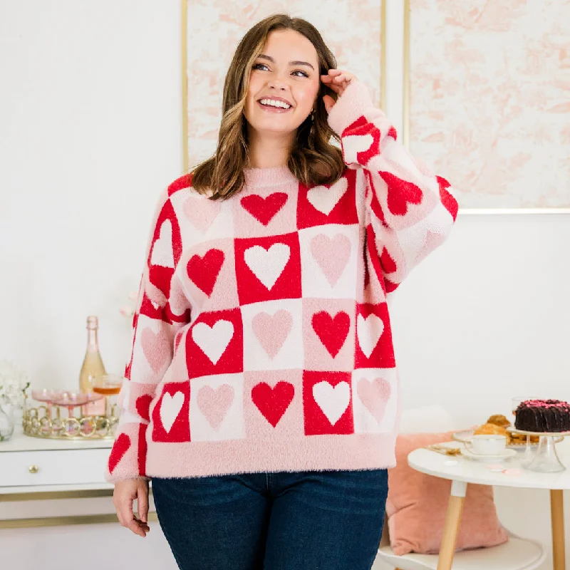 Two Hearts Beating Sweater, Red