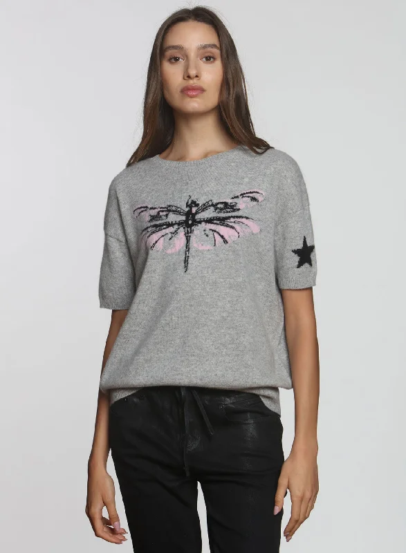 Annie Dragonfly Tee - Fog/rose