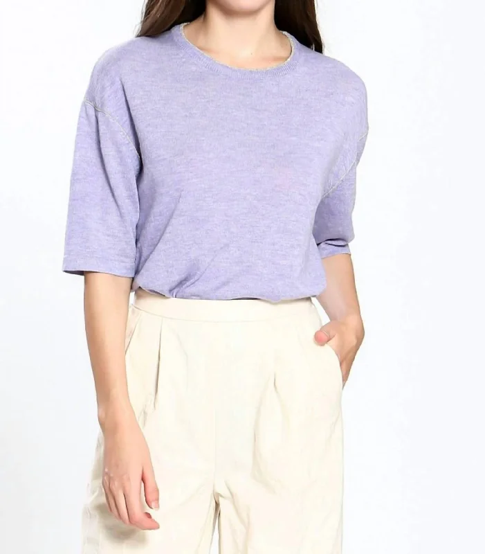 Gold Detail Sweater Tee In Purple