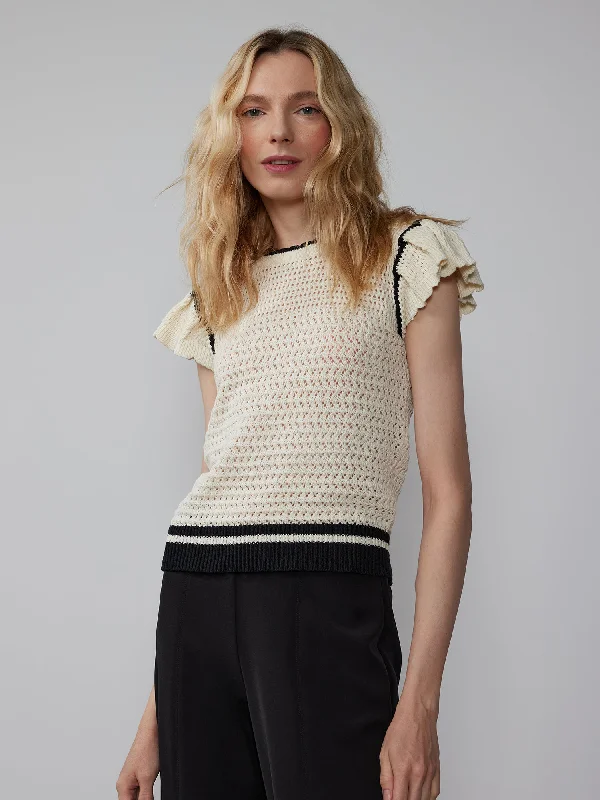 Flutter Sleeve Crochet Sweater Tee