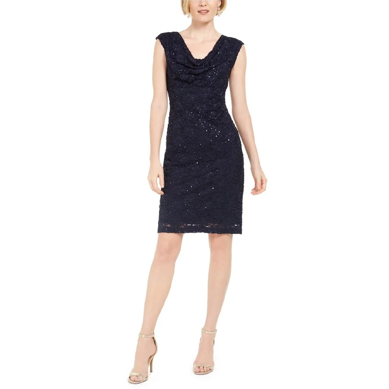 Connected Apparel Womens Sequin Sheath Dress, Blue, 12