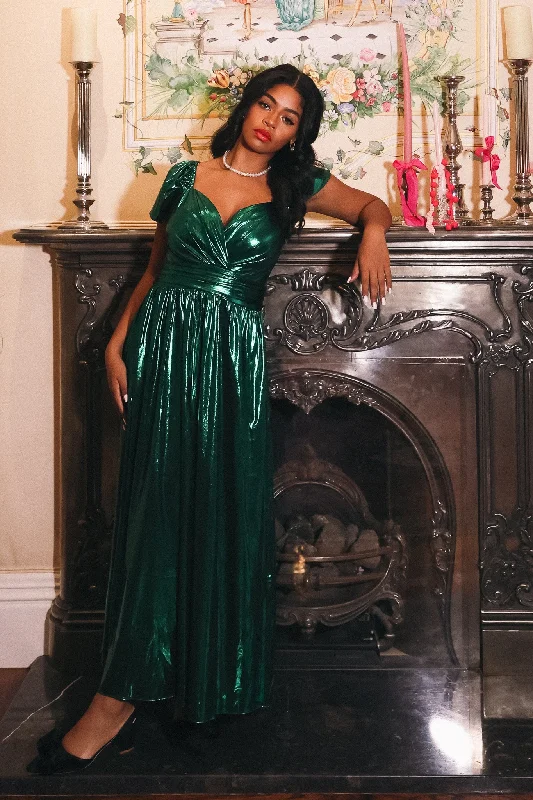 Hera Dress in Metallic Green - FINAL SALE