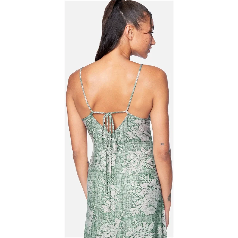 Hurley Womens Tie Back Slip Dress, Green, X-Small